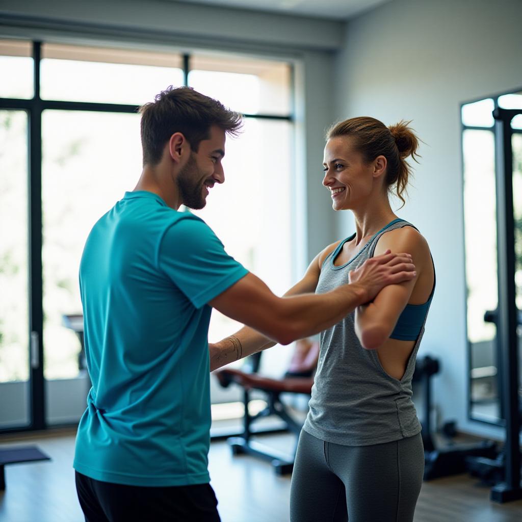 Coach professionista che assiste un atleta